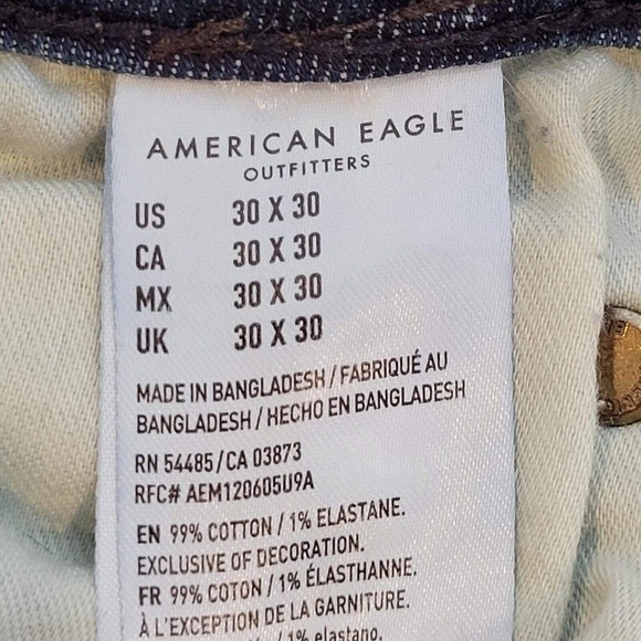 American Eagle AE Jeans Mens 30x30 Slim Straight Dark Wash Cotton Denim Flex - Picture 6 of 8